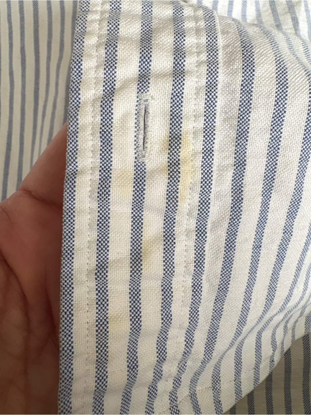 Reworked Ralph Lauren Blue Stripe Ruffle Collar Button-Up Top - Picture 15 of 15